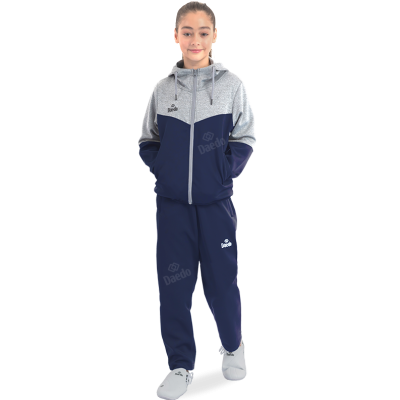 Survêtement avec Capuche Gris / Bleu Marine – 100 % Polyester, Tailles 12 à XXXL | Artsmartiaux.fr