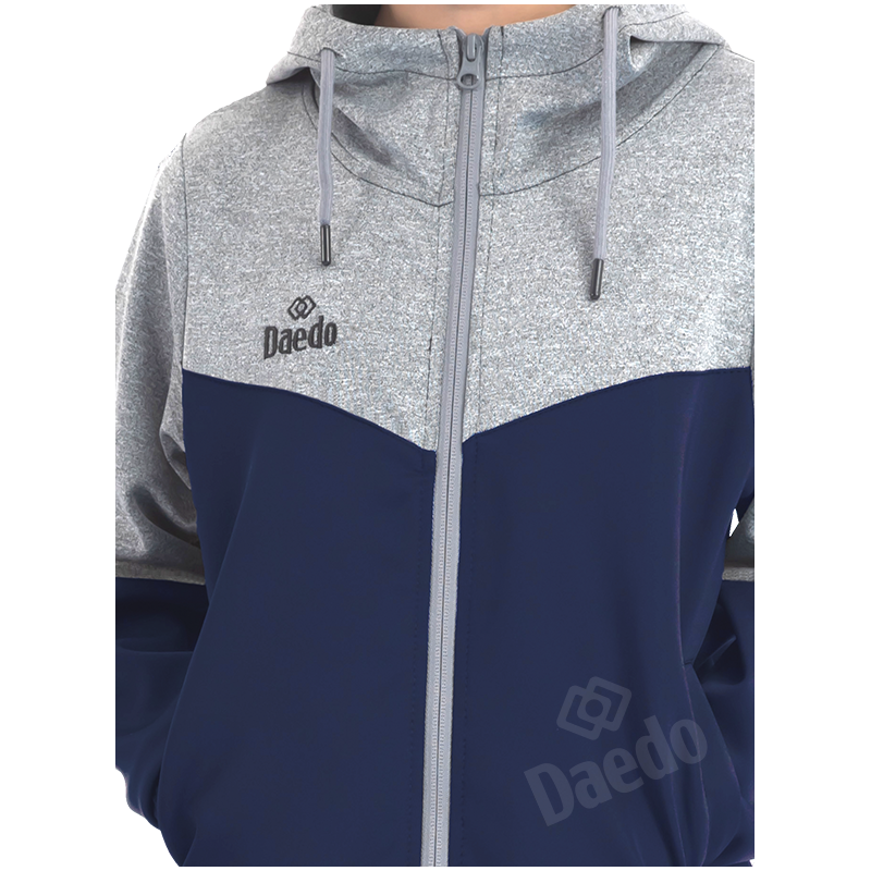 Survêtement avec Capuche Gris / Bleu Marine – 100 % Polyester, Tailles 12 à XXXL | Artsmartiaux.fr