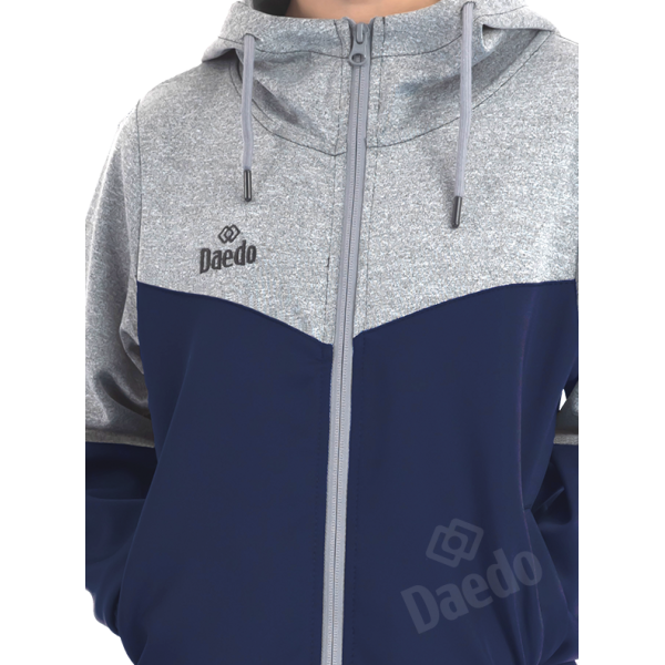 Survêtement avec Capuche Gris / Bleu Marine – 100 % Polyester, Tailles 12 à XXXL | Artsmartiaux.fr