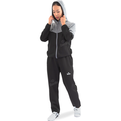 Survêtement avec Capuche Gris / Noir – 100 % Polyester, Tailles 12 à XXXL | Lesartsmartiaux.fr