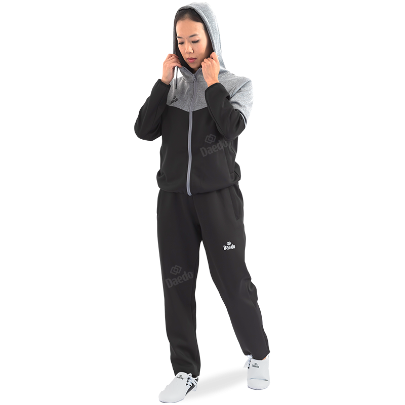 Survêtement avec Capuche Gris / Noir – 100 % Polyester, Tailles 12 à XXXL | Lesartsmartiaux.fr