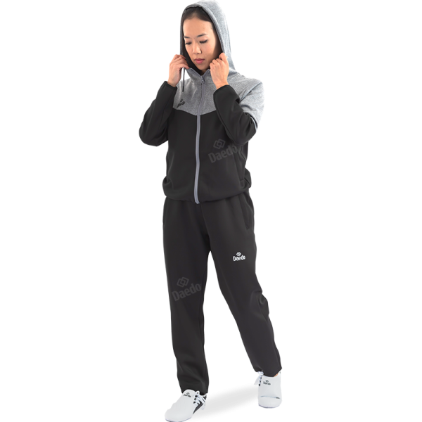 Survêtement avec Capuche Gris / Noir – 100 % Polyester, Tailles 12 à XXXL | Lesartsmartiaux.fr
