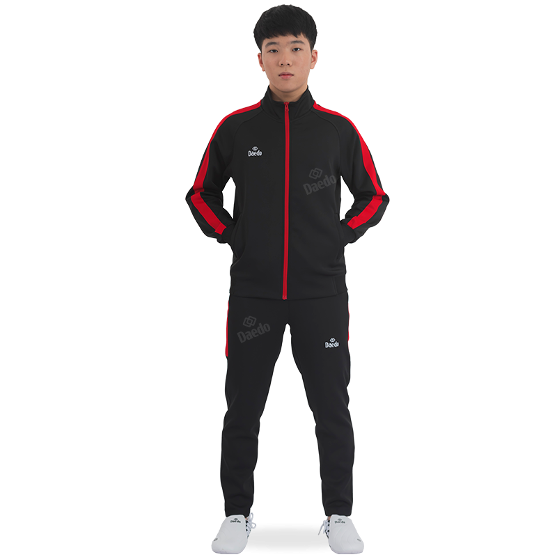 Survêtement Coupe Ajustée – Polyester 100%, Noir et Rouge, Tailles 10-XXXL | Artsmartiaux.fr