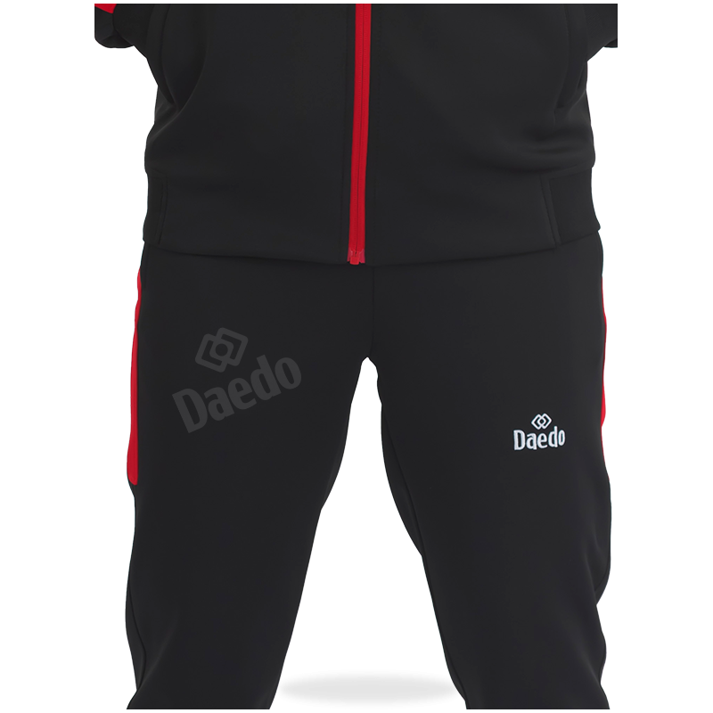 Survêtement Coupe Ajustée – Polyester 100%, Noir et Rouge, Tailles 10-XXXL | Artsmartiaux.fr