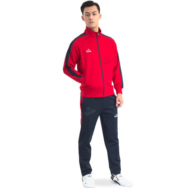 Survêtement Coupe Ajustée Rouge et Bleu – Polyester 100%, Tailles 10-XXXL | Artsmartiaux.fr