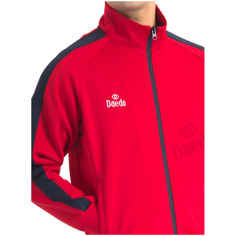 Survêtement Coupe Ajustée Rouge et Bleu – Polyester 100%, Tailles 10-XXXL | Artsmartiaux.fr