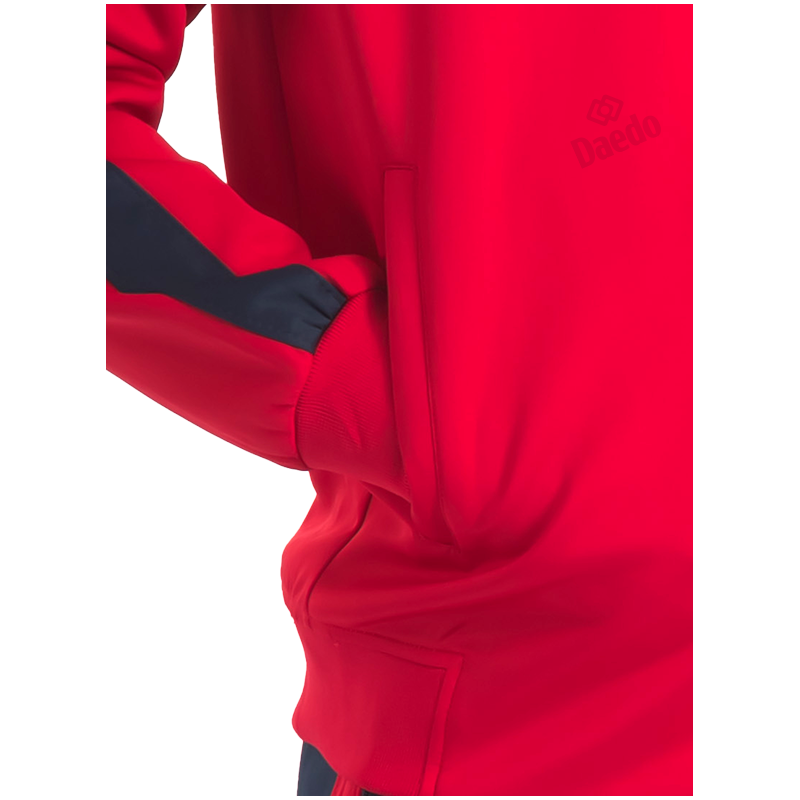 Survêtement Coupe Ajustée Rouge et Bleu – Polyester 100%, Tailles 10-XXXL | Artsmartiaux.fr