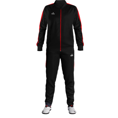 Survêtement Coupe Ajustée Sans Col Noir et Rouge – Polyester 100%, Tailles 10-XXXL | Artsmartiaux.fr