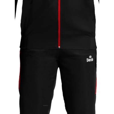 Survêtement Coupe Ajustée Sans Col Noir et Rouge – Polyester 100%, Tailles 10-XXXL | Artsmartiaux.fr