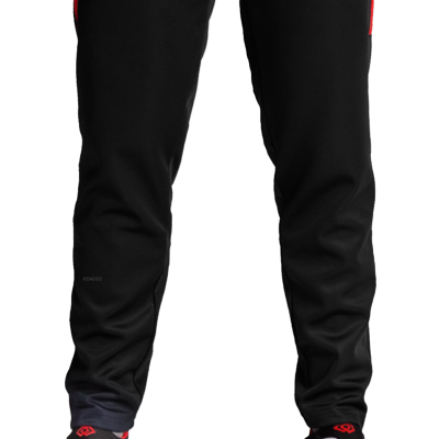 Survêtement Coupe Ajustée Sans Col Noir et Rouge – Polyester 100%, Tailles 10-XXXL | Artsmartiaux.fr