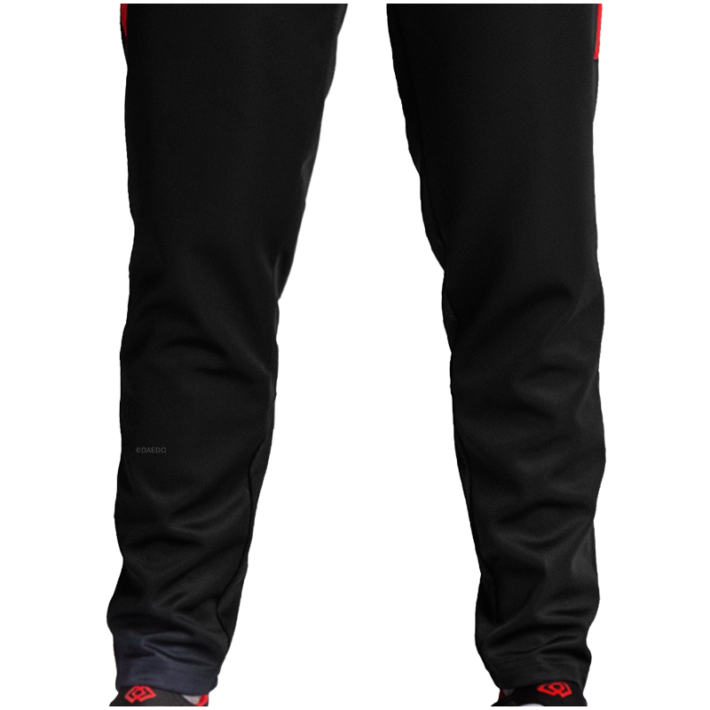 Survêtement Coupe Ajustée Sans Col Noir et Rouge – Polyester 100%, Tailles 10-XXXL | Artsmartiaux.fr