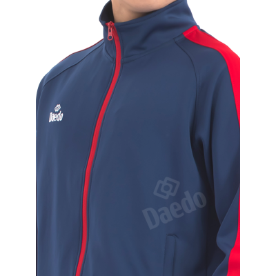 Survêtement Coupe Ajustée Bleu et Rouge – Polyester 100%, Tailles 10-XXXL | Artsmartiaux.fr