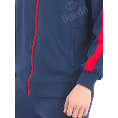 Survêtement Coupe Ajustée Bleu et Rouge – Polyester 100%, Tailles 10-XXXL | Artsmartiaux.fr