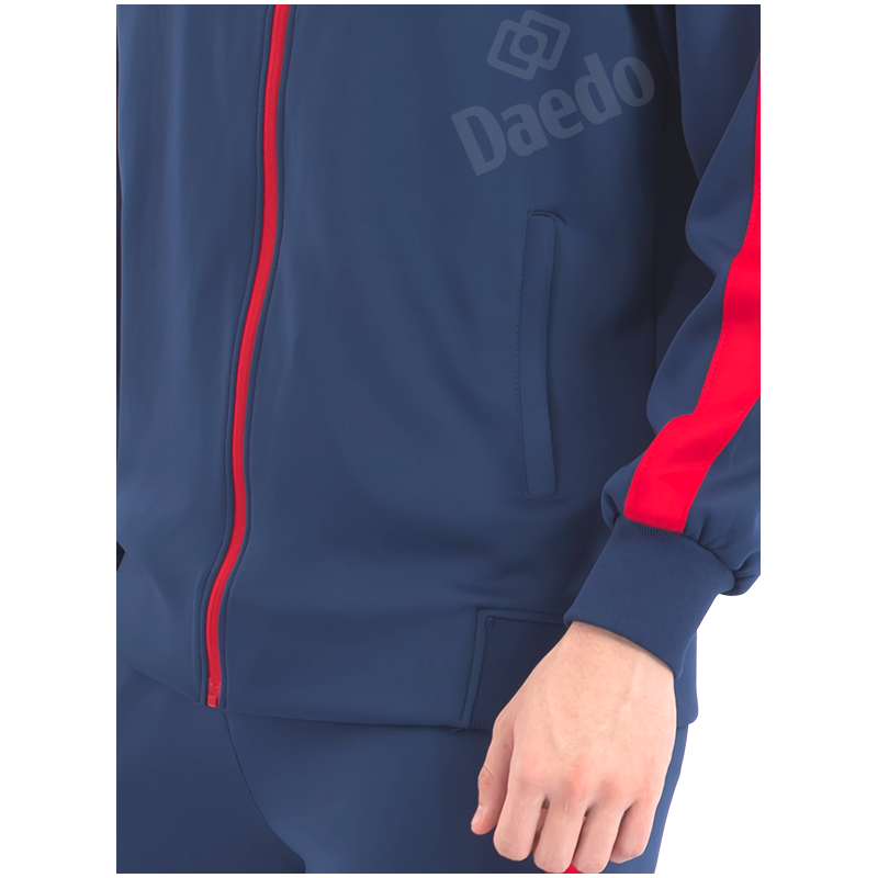 Survêtement Coupe Ajustée Bleu et Rouge – Polyester 100%, Tailles 10-XXXL | Artsmartiaux.fr