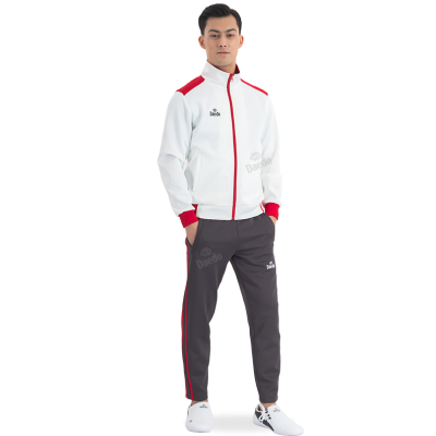 Survêtement Coupe Ajustée Blanc, Gris et Rouge – Polyester 100%, Tailles 10-XXXL | Artsmartiaux.fr