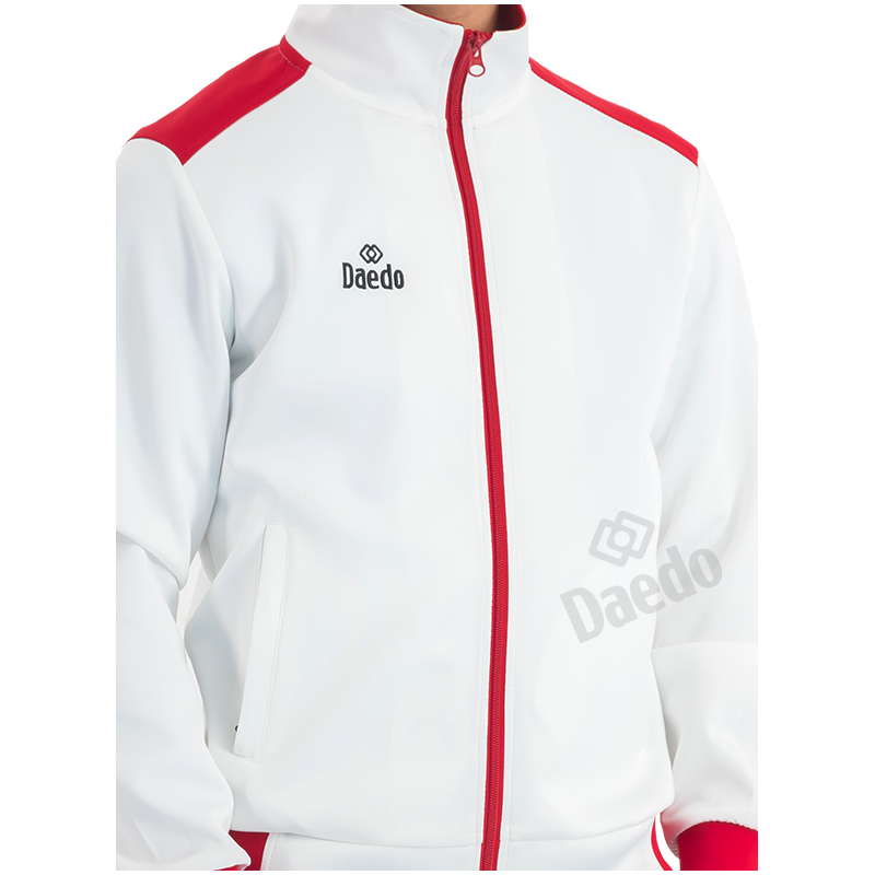 Survêtement Coupe Ajustée Blanc, Gris et Rouge – Polyester 100%, Tailles 10-XXXL | Artsmartiaux.fr