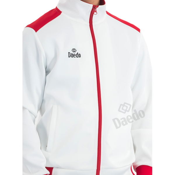 Survêtement Coupe Ajustée Blanc, Gris et Rouge – Polyester 100%, Tailles 10-XXXL | Artsmartiaux.fr