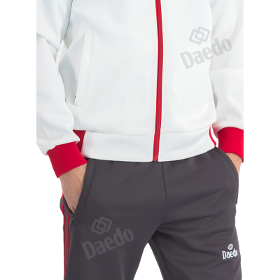 Survêtement Coupe Ajustée Blanc, Gris et Rouge – Polyester 100%, Tailles 10-XXXL | Artsmartiaux.fr