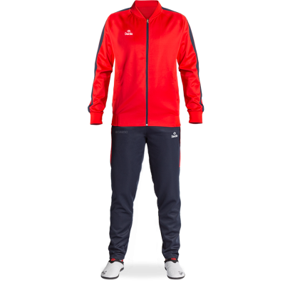 Survêtement Coupe Ajustée Sans Col Rouge et Bleu – Polyester 100%, Tailles 10-XXXL | Artsmartiaux.fr
