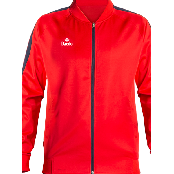 Survêtement Coupe Ajustée Sans Col Rouge et Bleu – Polyester 100%, Tailles 10-XXXL | Artsmartiaux.fr