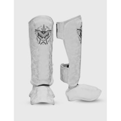 Espinilleras Buddha Army Blancas para Muay Thai y Kick Boxing
