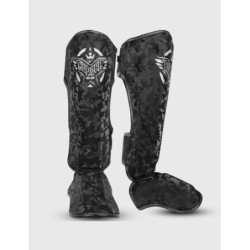 Espinilleras Buddha Army Negras para Muay Thai y Kick Boxing