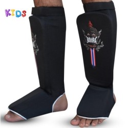 Protège-tibias Buddha Tubular Noir Kids Muay Thai MMA Kick Boxing