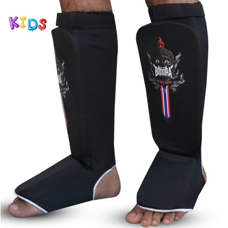 Protège-tibias Buddha Tubular Noir Kids Muay Thai MMA Kick Boxing