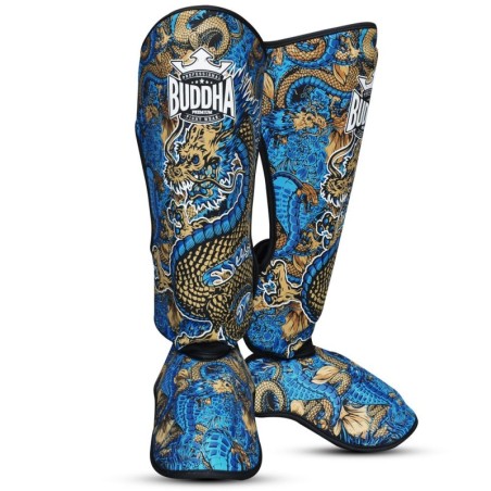 Protège-tibias Muay Thai Kick Boxing Dragon Blue