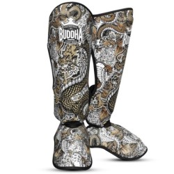 Protège-tibias Muay Thai Kick Boxing Dragon White