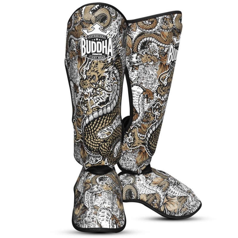 Protège-tibias Muay Thai Kick Boxing Dragon White