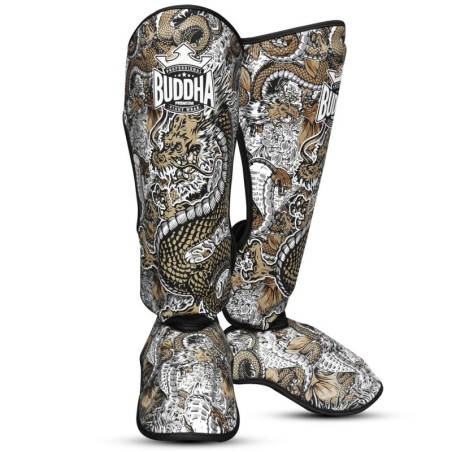 Protège-tibias Muay Thai Kick Boxing Dragon White