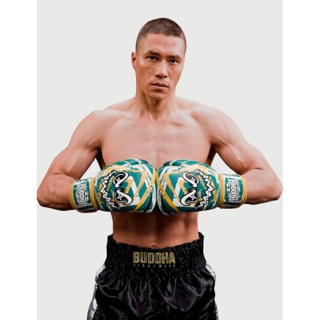 Gants de boxe et Muay Thai Buddha Creepy Vert Jaune Blanc