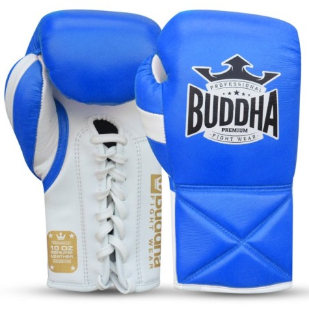 Gants de course professionnels en cuir bleu