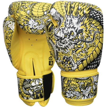 Gants de boxe Muay Thai Kick Boxing Fantasy Dragon Yellow