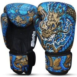 Gants de boxe Muay Thai Kick Boxing Fantasy Dragon Bleu