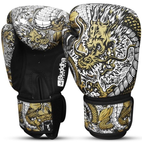 Gants de boxe Muay Thai Kick Boxing Fantasy Dragon Blanc