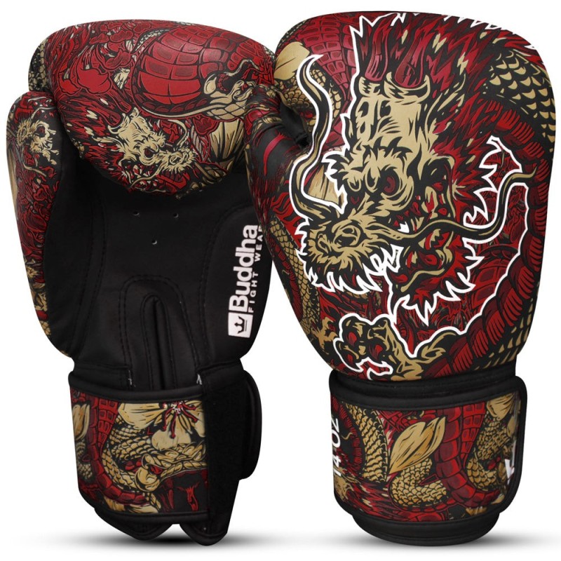 Gants de boxe Muay Thai Kick Boxing Fantasy Dragon Rouge