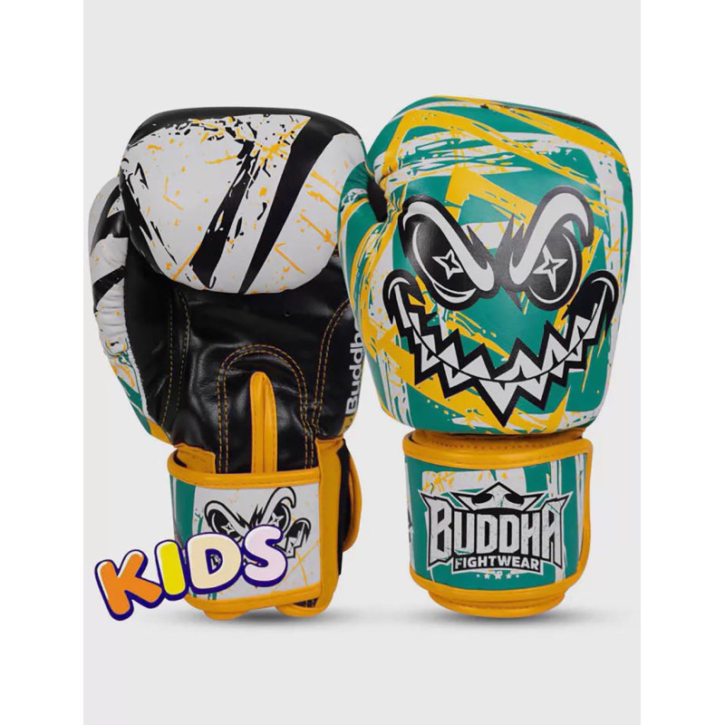 Gants pour enfants Buddha Creepy Vert Jaune Blanc