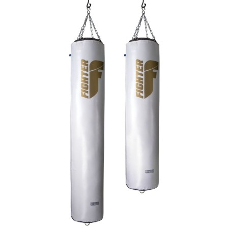 Sac de boxe Fighter Professional - blanc/or, 150 cm et 180 cm ;