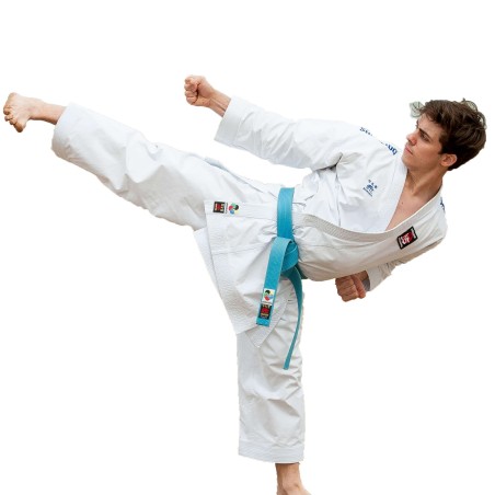 Karategi Shureido New Wave 3 – WKF Approved 2025-2029, Broderie Bleu/Rouge, Vêtement Sur Mesure | Artsmartiaux.fr