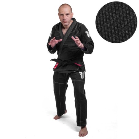 Fighter BJJ Kimono Reisstroh - schwarz - A1