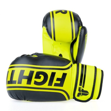 Fighter Boxing Gloves Basic Stripe - neon yellow/black - 6