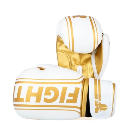 Fighter Boxing Gloves Basic Stripe - white/gold - 6