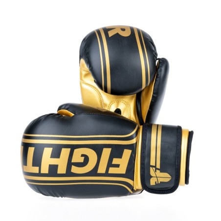 Fighter Boxing Gloves Basic Stripe - black/gold - 6