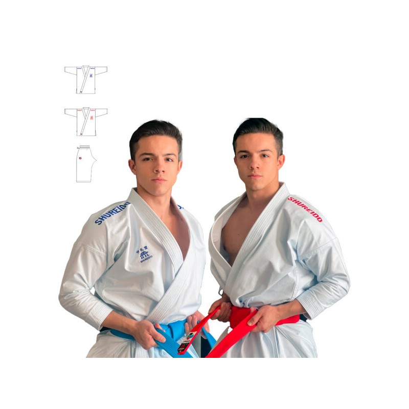 Set Shureido New Wave 3 WKF – 2 Vestes (Rouge et Bleue) + 1 Pantalon, Vêtement Sur Mesure | Artsmartiaux.fr