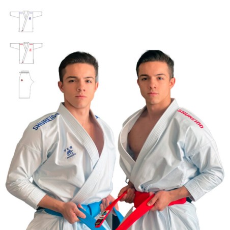 Set Shureido New Wave 3 WKF – 2 Vestes (Rouge et Bleue) + 1 Pantalon, Vêtement Sur Mesure | Artsmartiaux.fr