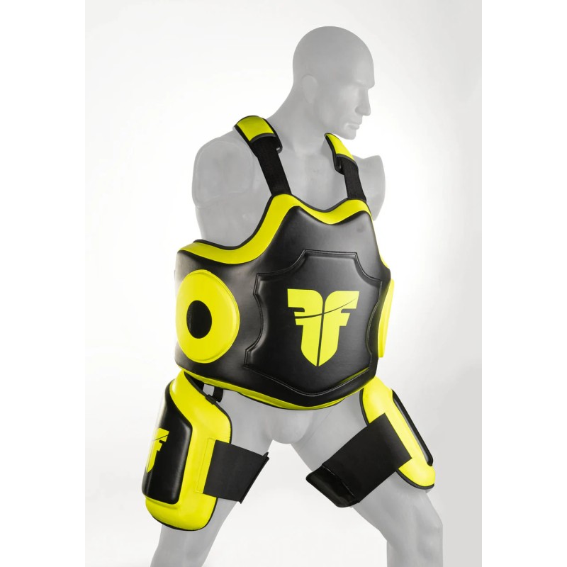 Protège-cuisses de combat - noir/jaune