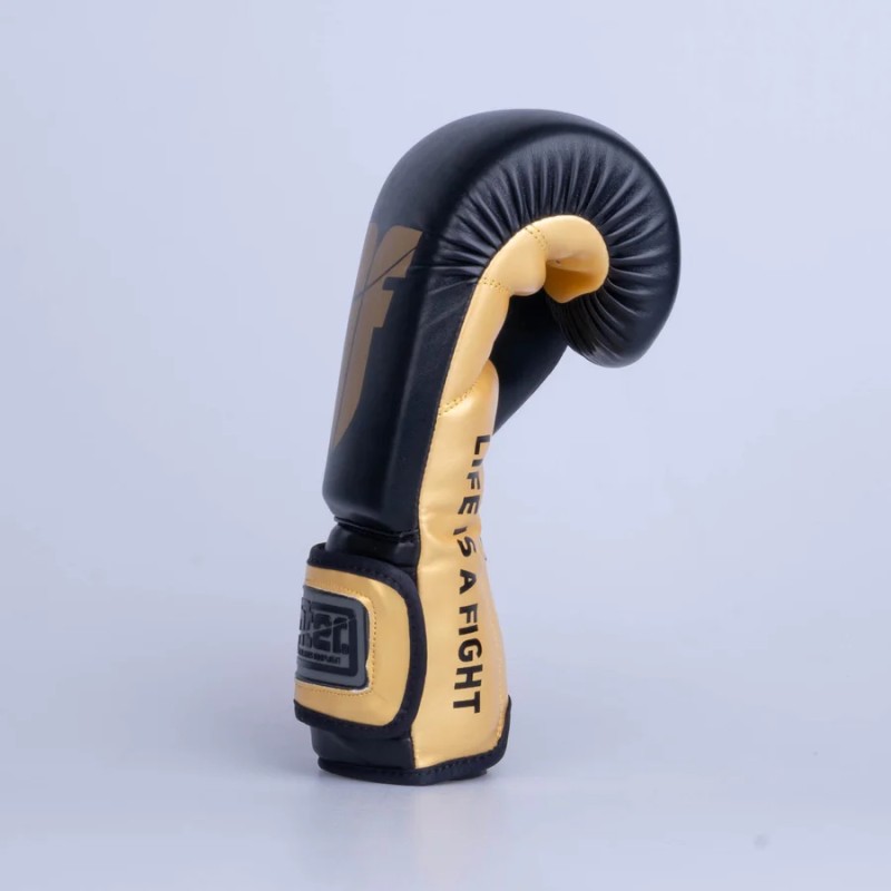 Gants de boxe Fighter Training PU - noir/or, FBG-TRP-001