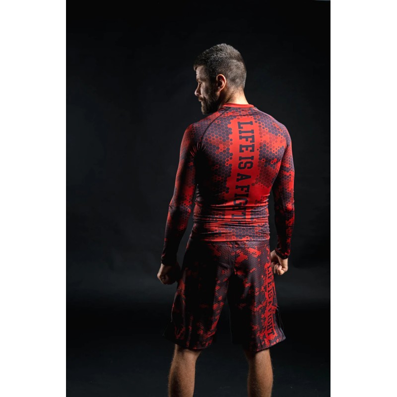 Short de MMA Fighter - Honeycomb - rouge, FSHM-16